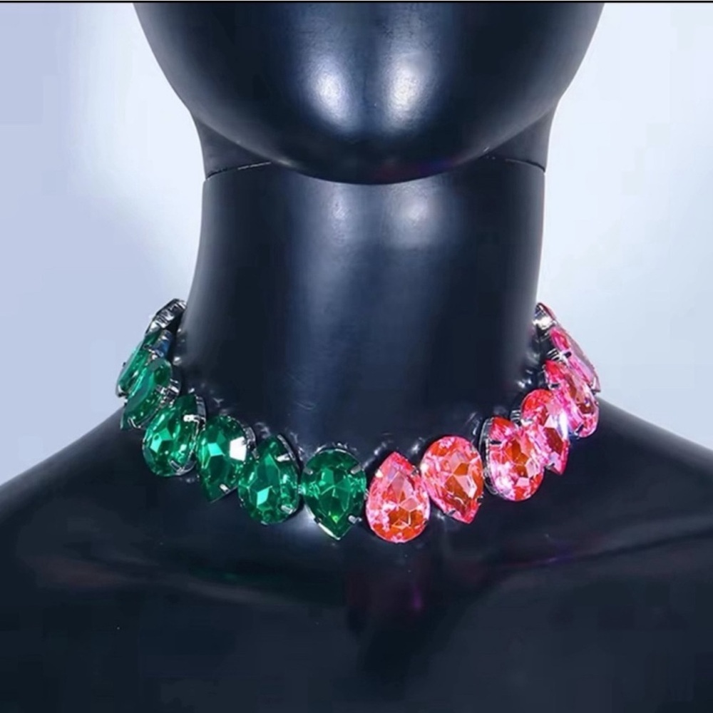 Elegant Green and Pink Gemstone Necklace